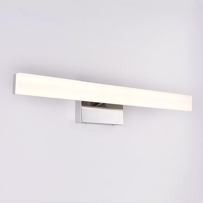 mirrea 24in Modern LED Vanity Light for Bathroom Lighting Dimmable 24w Chromed (Warm White 3000K)