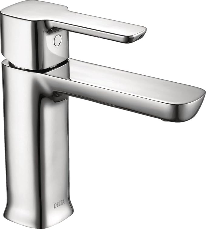 Delta Modern Chrome Bathroom Faucet 1 Hole, Single Hole Bathroom Sink Faucet for Vanity, Push-Pop Drain Assembly, Chrome 581LF-PP