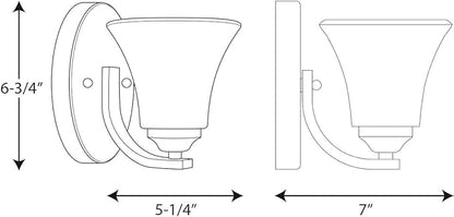 Progress Lighting P2008-20W Adorn Etched Glass Traditional Bath Vanity Light, 5.25 in x 7 in x 6.75 in, 1-Light, Antique Bronze