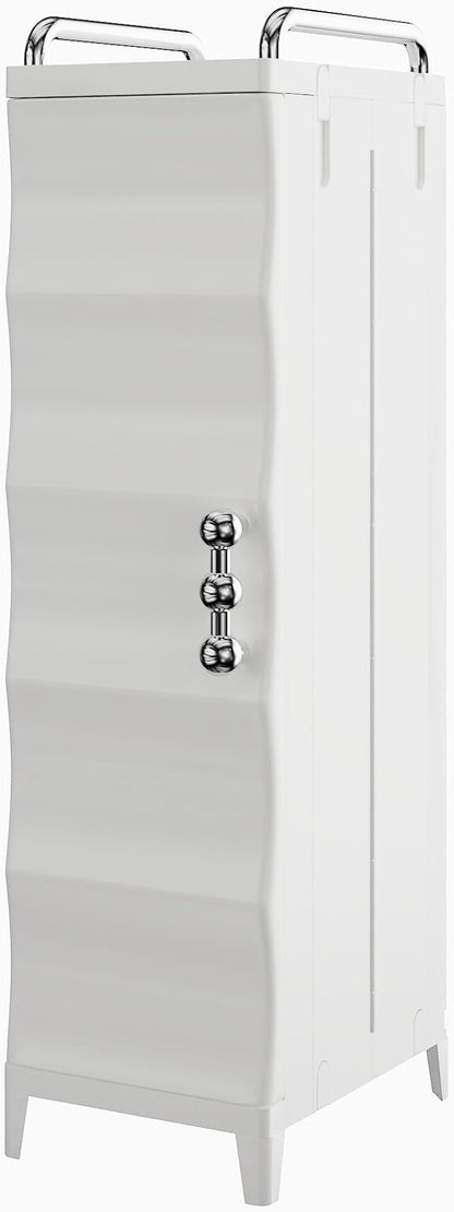 VECELO Narrow Storage Cabinet with Door, Slim Bathroom Storage Cabinet with Adjustable Shelves, for Small Spaces, Bathroom, Kitchen, Laundry, 28.7” H, White