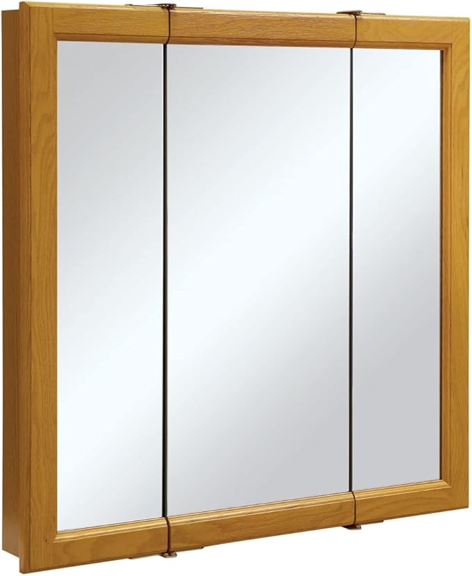 Design House 30 Inch Claremont Bathroom Medicine Cabinet, Wall Mounted, Mirror, Oak, 545301-HOK