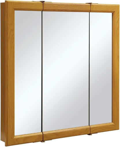 Design House 30 Inch Claremont Bathroom Medicine Cabinet, Wall Mounted, Mirror, Oak, 545301-HOK