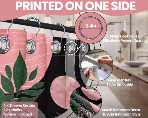 Black and Pink Shower Curtain, 72x72 in, Mid Century Modern Girls