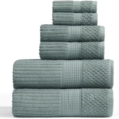 Springtree Home 100% Cotton Bath Towel Set | 6-Piece Set | Silver Blue