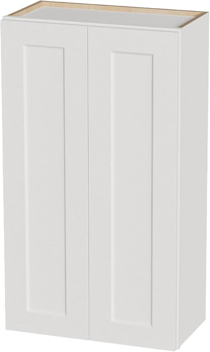 Kisart Laundry Room Cabinets Wall Mounted with Doors & Shelves, Solid Wood RTA Medicine Storage Cabinet, 24Wx42Hx12D Inch White Shaker Hanging Cupboard, Space-Saving for Kitchen, Bathroom, Garage