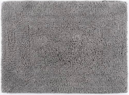KEMA Bath Mat 17"x24", Cotton Reversible Bathroom Rug for Bathroom Ultra Soft Plush Bath Rugs Water Absorbent Quick Dry Thick Floor Mats for Shower, Restroom, Bedroom, Kitchen (Charcoal)