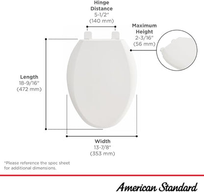 American Standard 5257A65MT.020 Cardiff Slow-Close Elongated Front Toilet Seat, White