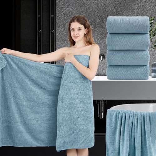 4 Piece Extra Large Bath Towel 35"x70" Oversized Bath Sheet Bath Towel Set for Bathroom Ultra Soft Cozy Highly Absorbent Quick Dry Bathroom Towel for Spa Gym Hotel,Shower Towel for Daily Use,Turquoise