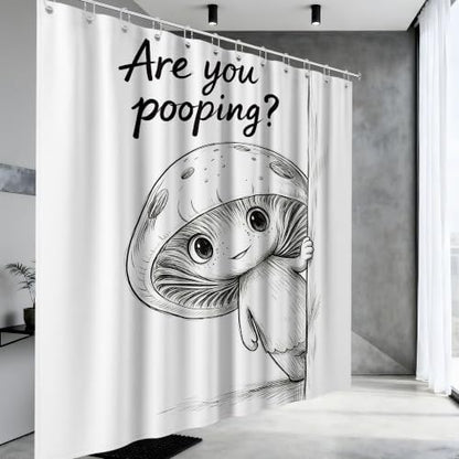 Extra Tall Shower Curtain XL are You Pooping Mushroom, 70 x 78 Inchs