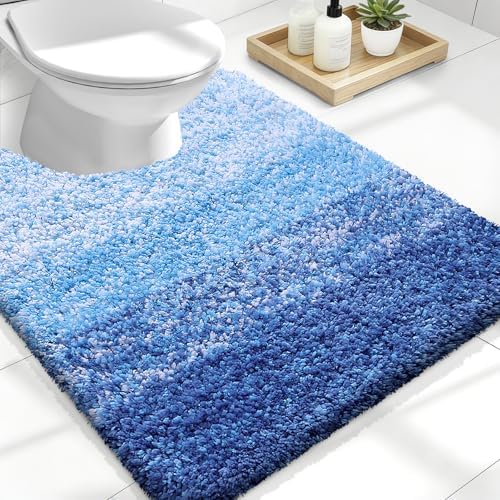 OLANLY Luxury Toilet Rugs U-Shaped 24x20, Soft Absorbent Microfiber Mat