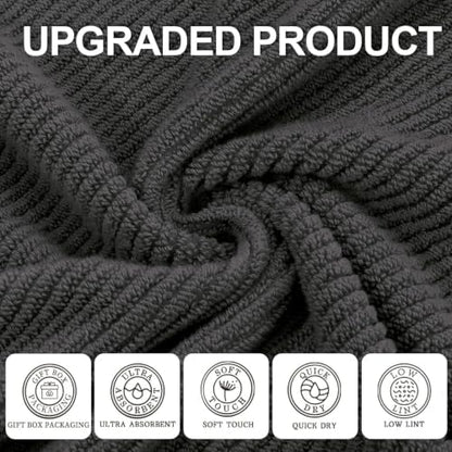 VOOVA & MOVAS 3PC Towel Set, 100% Cotton, Grey
