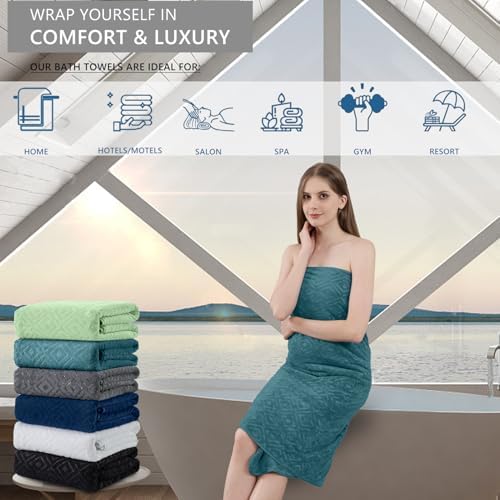Bath Towel Set of 4 Extra Large Bath Sheet 35"x70" Oversized Bath Towel Soft Microfiber Bathroom Towel for Adults Highly Absorbent Quick Dry Towel for Bathroom,Hotel,Shower Bath Sheet Turquoise