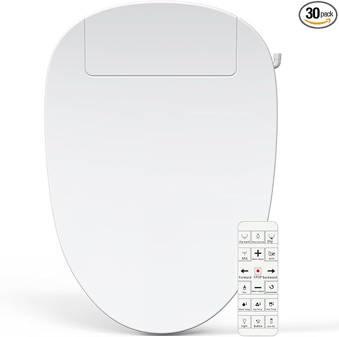 Bidet Toilet Seat Elongated, Unlimited Warm Water, Heated Toilet Seat, Warm Air Dryer, Rear and Front Washing, Soft Closed Toilet Lid, Night Light, Requires Outlet,white