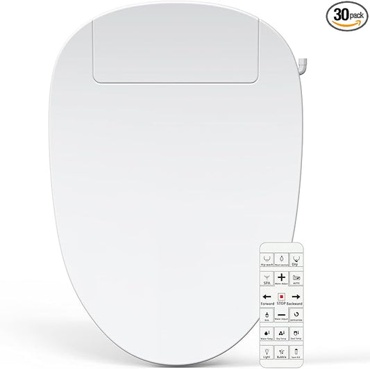 Bidet Toilet Seat Elongated, Unlimited Warm Water, Heated Toilet Seat, Warm Air Dryer, Rear and Front Washing, Soft Closed Toilet Lid, Night Light, Requires Outlet,white