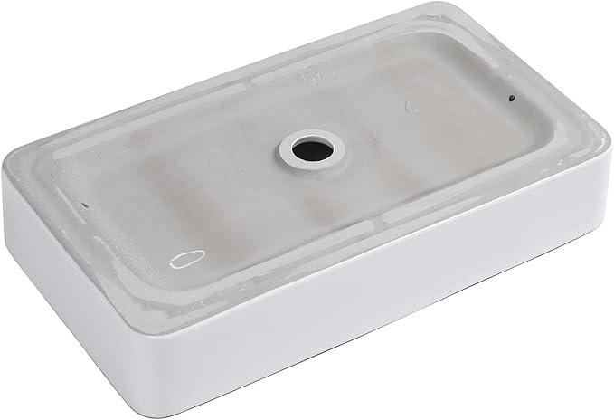 Lordear Rectangular Bathroom Vessel Sink 24x14 Inches White Bathroom Sinks 24 Inch with Black Rim Ceramic Sink Above Counter Lavatory Vanity
