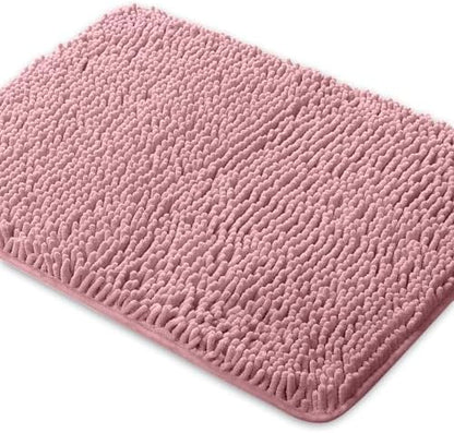 Yeaban Chenille Blush Bathroom Rug 20"x32", Non-Slip Rubber Backing
