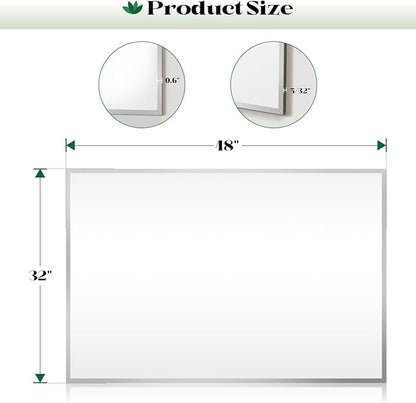 Large Frameless Beveled Bathroom Wall Mirror, 48"x32" Reactangle Frameless Bathroom Wall Mirror Over Sink, Vanity Mirrors for Entryway, Bedroom, Living Room, Hangs Horizontally or Vertically