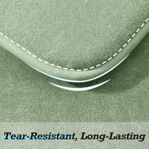 HUXMEYSON Bathroom Rugs Sets 2 Piece, Non-Slip & Quick Dry Bath Mat Set, Ultra Soft Velvet Bath Rugs for Bathroom, Toilet and Shower Floor, Grey Green