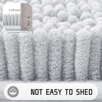 Yimobra Long Bathroom Rugs 47"x24", Extra Soft Non Slip Bath Mat for Tub, Super Absorbent Quick Dry Shaggy Rug Floor Carpet, Machine Washable,Silver