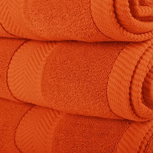 BY LORA 8-Pc Cotton Towel Set, Quick Dry Hotel Bath Hand Washcloths, Orange