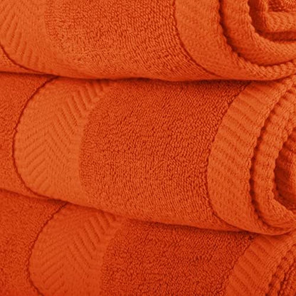 BY LORA 8-Pc Cotton Towel Set, Quick Dry Hotel Bath Hand Washcloths, Orange