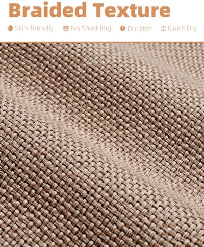 PADOOR Non-Slip Bath Mat With Rubber-Backing, Braided Absorbent Machine Washable Thin Rug, Quick Dry, Fits Under Door, for Bathroom Floor, 20''x32'' Beige