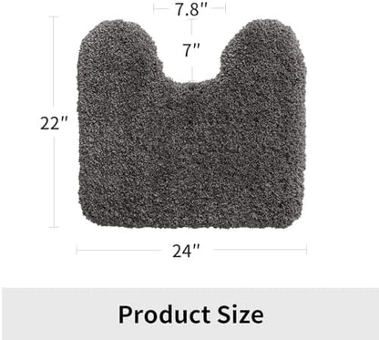 Disolla Toilet Mat 22x24 - Non Slip Fluffy U-Shaped Contour Rug, Ultra-Soft Plush Toilet Floor Mat, Absorbent & Machine Washable, Dark Grey