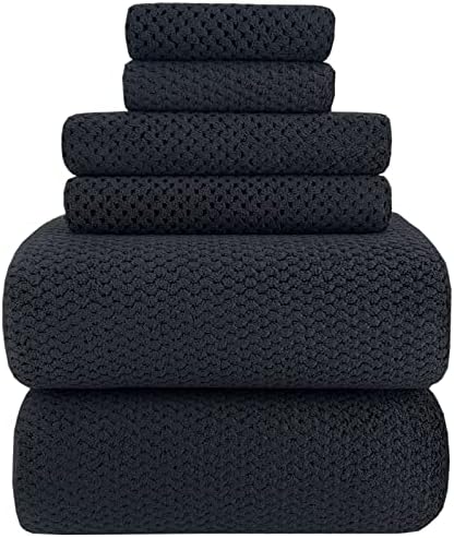 YTYC 39x78 Bath Sheets Set,Towels for Bathroom,Black,6-Pieces