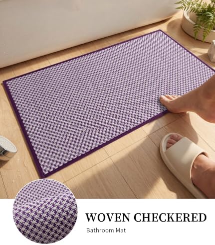 YIHOUSE Purple Bathroom Rugs Sets 3 Pieces,Thin Bath Mat Quick Dry