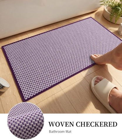 YIHOUSE Purple Bathroom Rugs Sets 3 Pieces,Thin Bath Mat Quick Dry