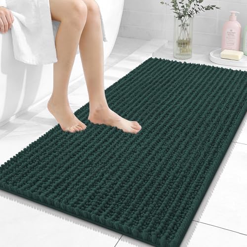 OLANLY Bathroom Rugs 44x24, Thick Soft Absorbent Chenille Bath Rugs