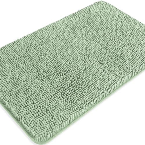 Sea Foam Bathroom Rugs – Absorbent and Washable Bath Mat, Non-Slip, Thick Soft Chenille Bath Rugs for Bathroom Floor, Shower, Sink - 20" x 32"