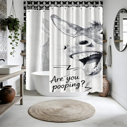 Extra Long Shower Curtain Funny Donkey Clawfoot Tub, 108 x 72 in