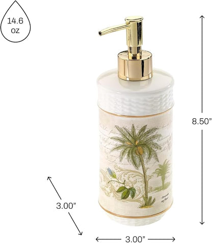 Avanti Linens - Soap Dispenser/Lotion Pump, Guest Bathroom Essentials, Tropical Inspired Bathroom Accessories (Colony Palm Collection)