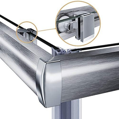 ELEGANT Corner Shower Enclosure 34'' D. x 34'' W. x 72'' H., Double Sliding Shower Door with 2 Stationary Panels, Shower Enclosure with 1/4'' Clear Glass, Brushed Nickel