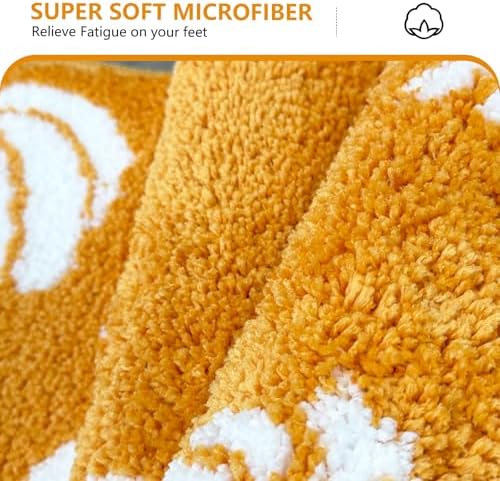 APROPHIC Fall Pumpkin Bath Mats for Bathroom, Thanksgving Super Absorbent Non-Slip Microfiber Shaggy Bath Rugs, Autumn Bathroom Mat for Shower, Tub, Sink, Decor, Machine Washable, 20x30 in, Orange1