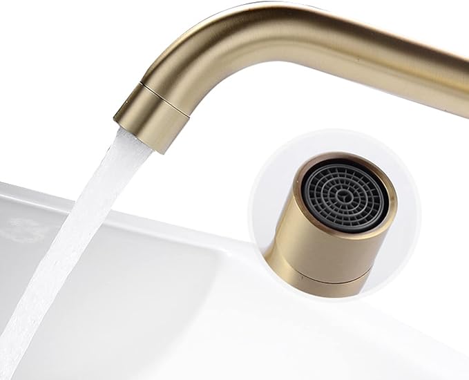 Wall Mounted Bathroom Faucet,Double Cross Handles Lavatory Basin Sink Mixing, Mount Brass,Hot and Cold Water Mixer Tap,Gold(Black)