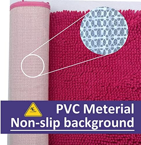 Hot Pink 2 Piece Bathroom Set Chenille Rugs Mat for Kitchen/Living Room