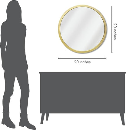 Americanflat 20" Round Mirror - Hanging Mirrors with Durable Frame - Modern Mirror for Bathroom, Bedroom, Living Room - Mirrors for Wall Display and Home Decor - Gold