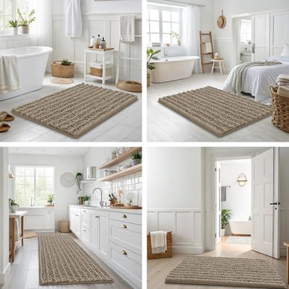 Smiry Bathroom Rugs 40X32, Extra Soft Rubber Backing Chenille Bath Mats