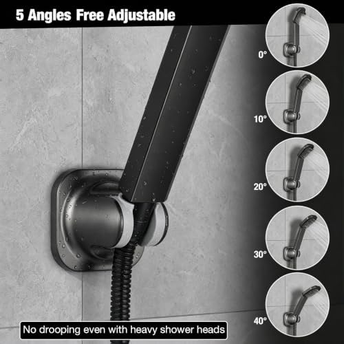 Handheld Shower Head Holder - 5 Positions Adjustable - Slide to Fit - Adhesive Mount with Screw Option, Bathroom Wall Mount Shower Hose Holder (Gun Metal)