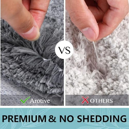 Arotive Microfiber Bathroom Rugs, Shaggy Soft Absorbent Bath Rug, 47x20