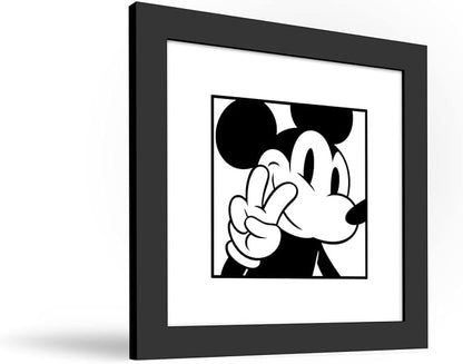 Trends International Gallery Pops Disney Mickey Mouse - Mickey Expressions - Peace Wall Art Wall Poster, 12" x 12", Black Framed Version