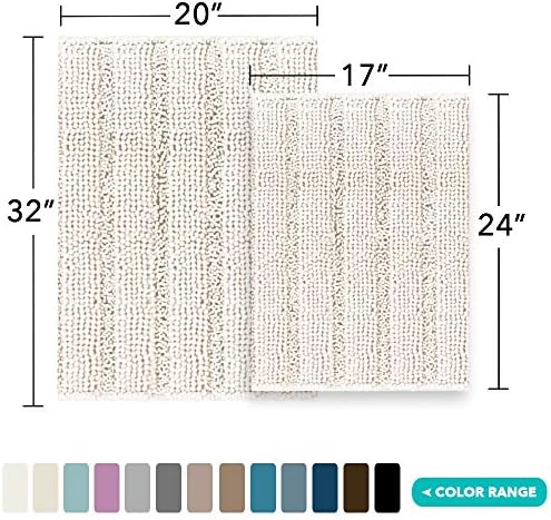 Turquoize Bathroom Rug Set, 2 Piece Soft Absorbent Chenille Bath Rug Set