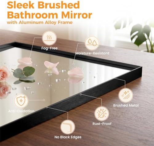 NEWBULIG 24x40 Wall Mirror, Bathroom Mirrors for Over Sink, Black