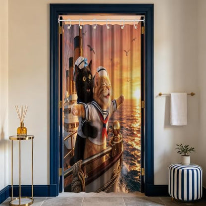 Small Stall Shower Curtain Rv Black Cat, 48 x 72 Inchs