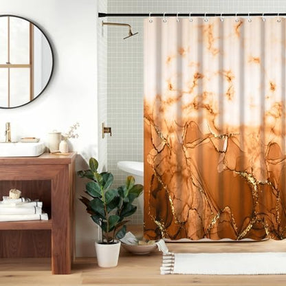 Brown Marble RV Stall Waterproof Shower Curtain 60x72 inches