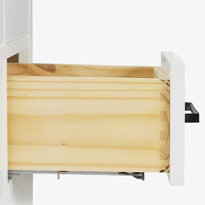 ARIEL Hepburn 60-inch Bathroom Vanity with Sink,Solid Wood, 1.5-inch Italian Carrara Marble Countertop, Single Rectangular Porcelain Sink, 2 Soft Closing Doors, 9 Dovetail Drawers, White