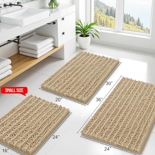 Smiry Bathroom Rugs 30X18, Extra Soft Rubber Backing Chenille Bath Mats
