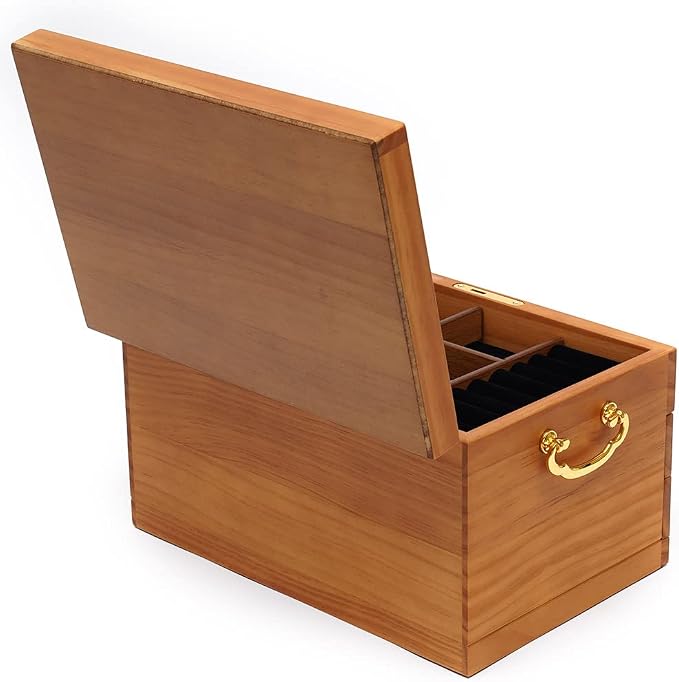 Extra Large 3 Layers Wooden Jewelry Box Jewelry Case Cabinet Armoire Ring Necklacel Gift Storage Box Organizer(3 Layers,W/mirror)